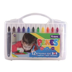 CRAYONES GEL 3 EN 1 12 COLORES TORRE