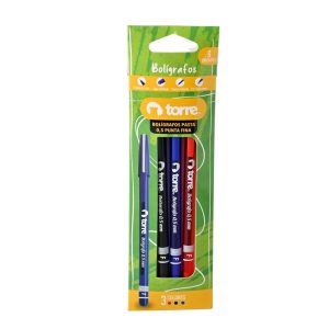 SET LAPIZ PASTA PUNTA MEDIA AZUL, NEGRO Y ROJO TORRE