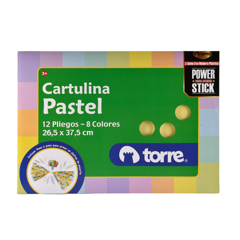 CARPETA CON CARTULINA 12 HOJAS 8 COLORES PASTEL TORRE