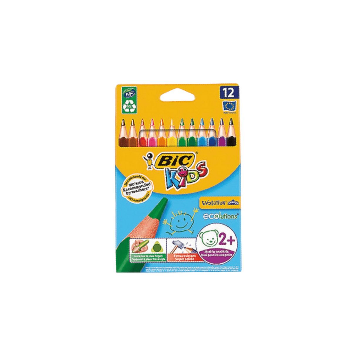 Lápices De Color Bic Jumbo Mega Triangular Evolution Estuche de 12 Colores