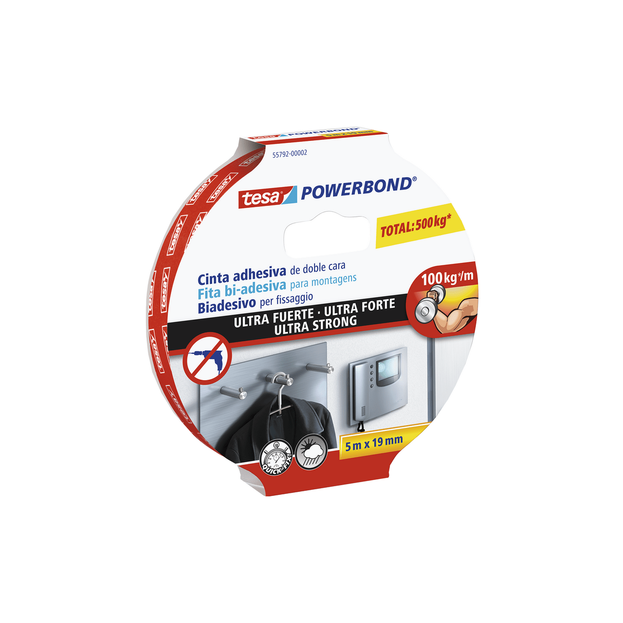 Cinta Adhesiva Tesa Doble Contacto Fuerte Powerbond 19 mm X5 Mts