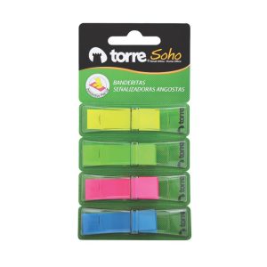 BANDERITAS ADHESIVAS ANGOSTAS 4 COLORES 40 UN C/U TORRE
