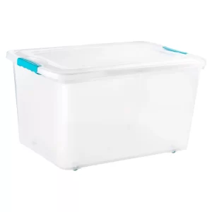 Caja Plástica Rey Plast con Tapa y Ruedas 50 L
