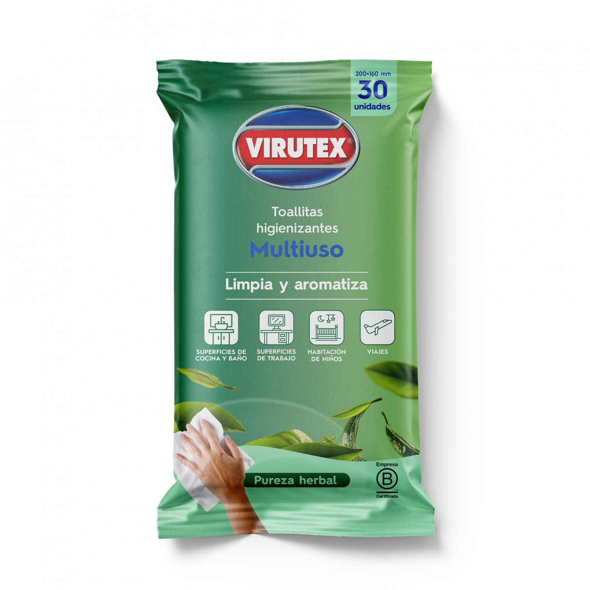 Toallas Desinfectantes Virutex Pureza Herbal 30 Unidades