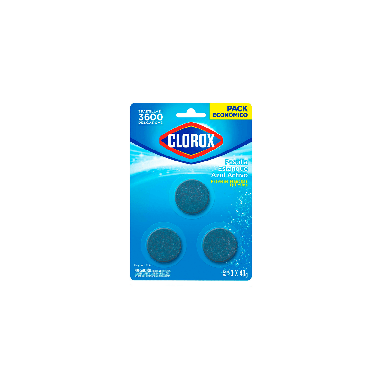 Pastilla Estanque Clorox Azul 40 g 3 Unidades